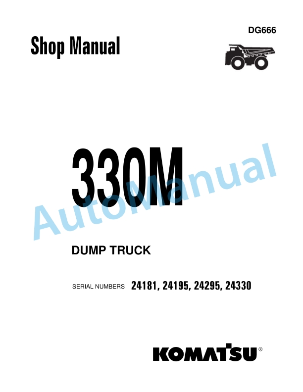 Komatsu 330M Dump Truck Shop Manual DG666