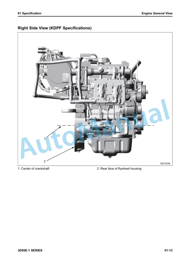 Alternative view of Komatsu 3D95E-1 Series Engine Shop Manual SEN06834-04