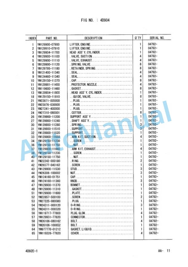 Komatsu 4D92E-1B45-BM, 4D92E-1B46-BM Parts Manual PEB16E2-01D 2 Komatsu 4D92E-1B45-BM, 4D92E-1B46-BM Parts Manual PEB16E2-01D-2