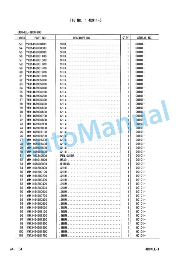 Komatsu 4D92E-1B45-BM, 4D92E-1B46-BM Parts Manual PEB16E2-01D 5 Komatsu 4D92E-1B45-BM, 4D92E-1B46-BM Parts Manual PEB16E2-01D-5