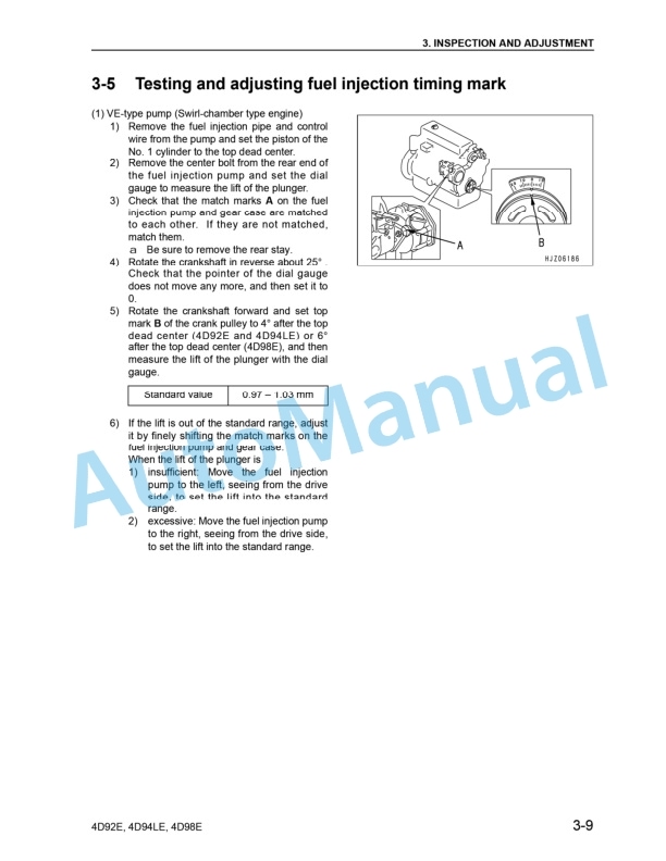 Alternative view of Komatsu 4D94E, 4D94L, 4D98E Diesel Engine Forklift Truck Service Manual 4D94E-BE4