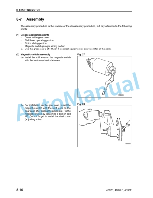 Komatsu 4D94E, 4D94L, 4D98E Diesel Engine Forklift Truck Service Manual 4D94E-BE4 5 Komatsu 4D94E, 4D94L, 4D98E Diesel Engine Forklift Truck Service Manual 4D94E-BE4 - Image 5