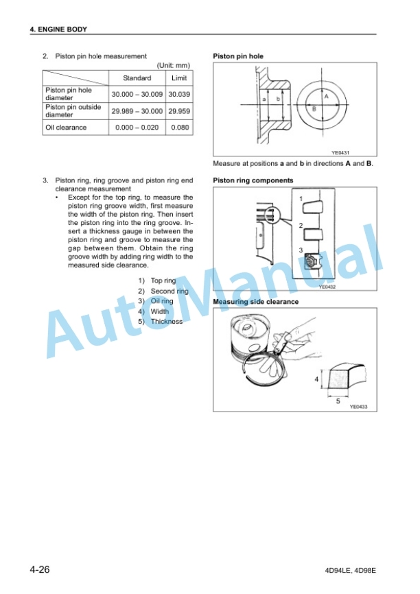 Komatsu 4D94LE, 4D98E Diesel Engine Shop Manual 4D94E17-BE2 3 Komatsu 4D94LE, 4D98E Diesel Engine Shop Manual 4D94E17-BE2-3