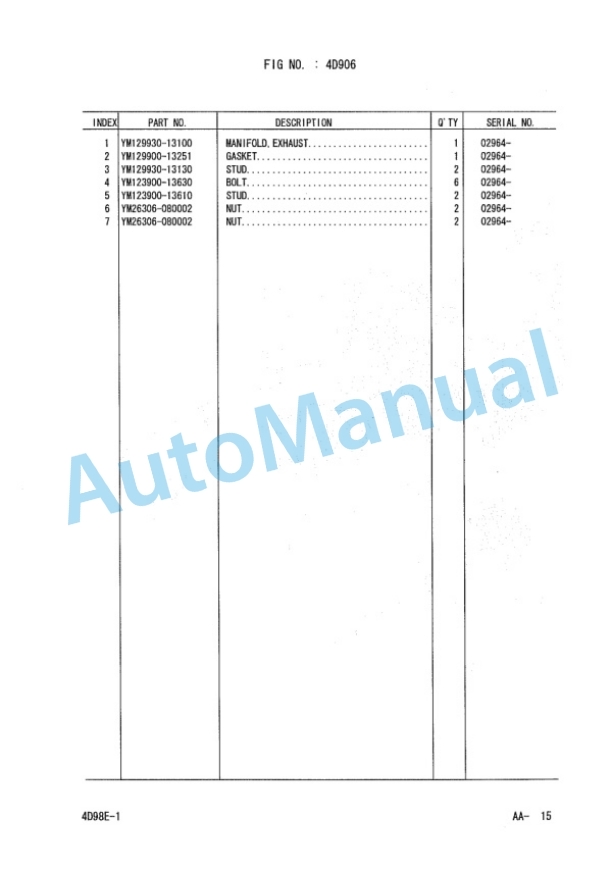 Komatsu 4D98E-1G38-BM, 4D98E-1G45-BM, 4D98E-1G46-BM Parts Manual PEB16E2-01F 3 Komatsu 4D98E-1G38-BM, 4D98E-1G45-BM, 4D98E-1G46-BM Parts Manual PEB16E2-01F-3