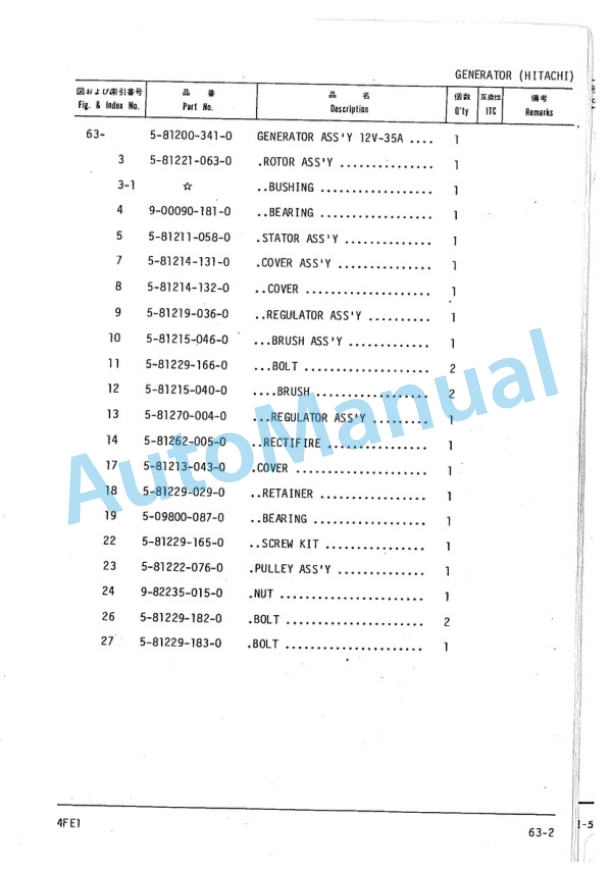 Komatsu 4FE1 Diesel Engine Parts Manual 4FE1-PNE4 5 Komatsu 4FE1 Diesel Engine Parts Manual 4FE1-PNE4-5