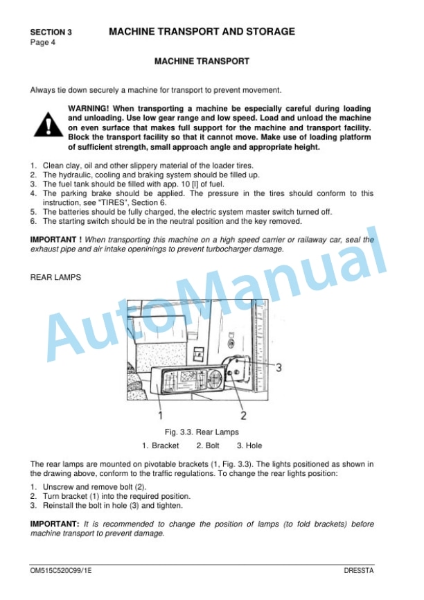 Alternative view of Komatsu 515C, 520C Operation and Maintenance Manual OM515C520C99-1E