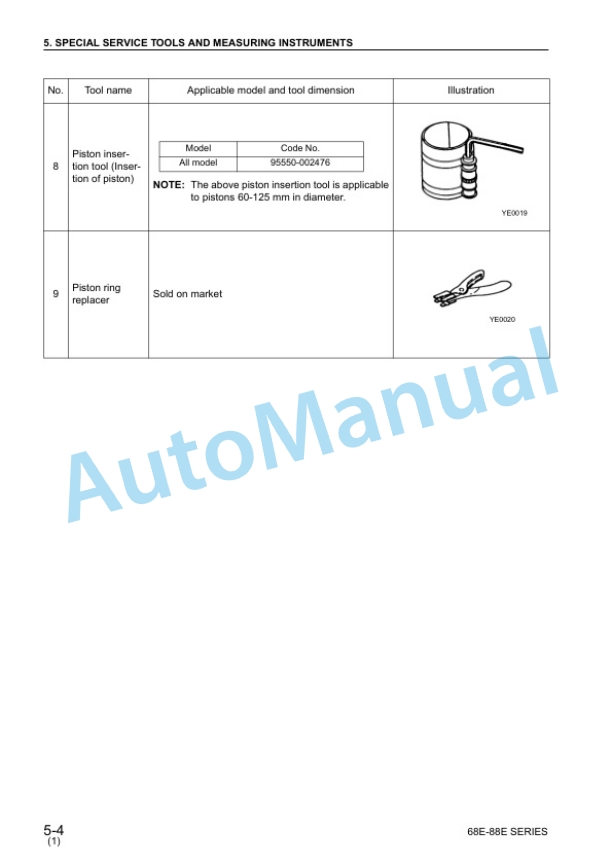 Alternative view of Komatsu 68E-88E Series Diesel Engine Shop Manual SEBM011501