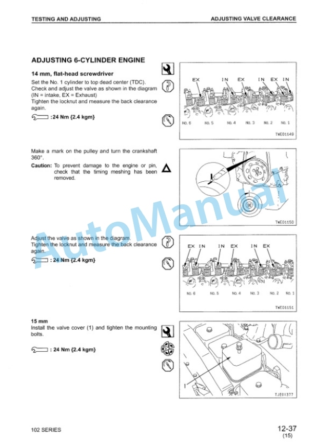 Alternative view of Komatsu 6D102 Series Engine Shop Manual SMEE1020K0