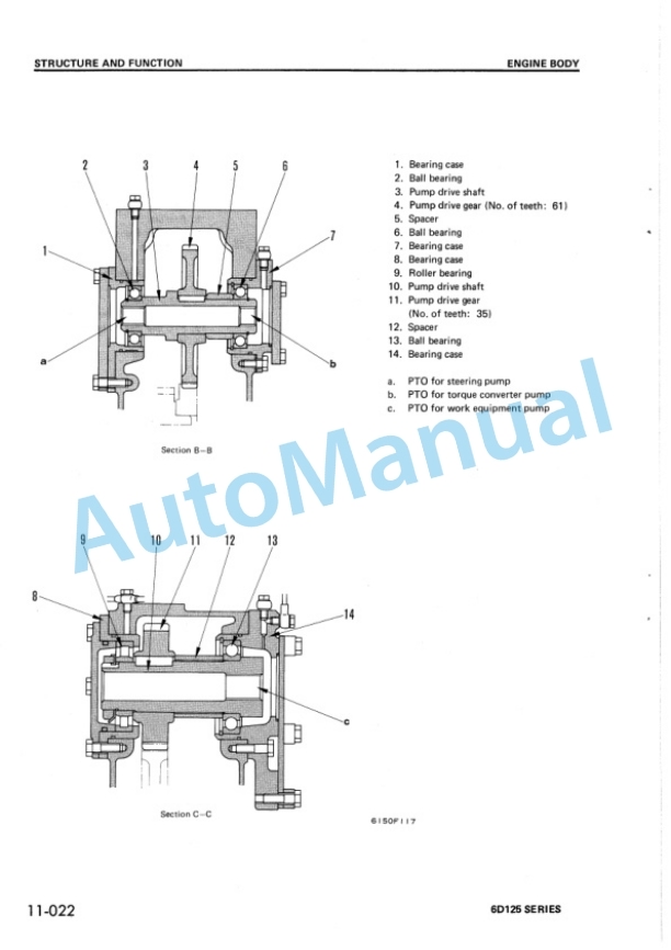 Alternative view of Komatsu 6D125-1 Series Diesel Engine Shop Manual SEBES6150000