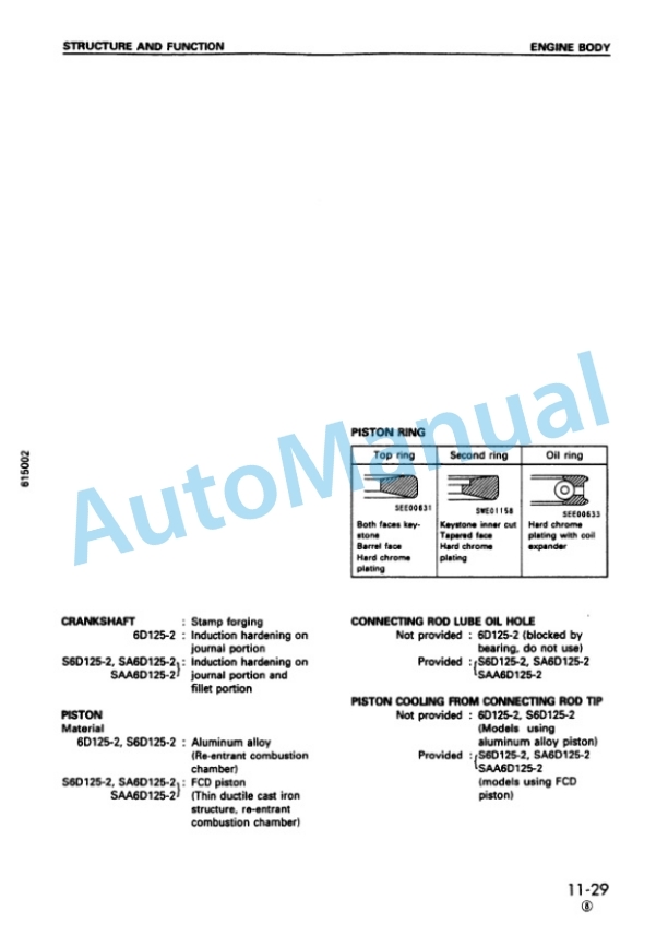 Alternative view of Komatsu 6D125-2 Series Diesel Engine Shop Manual SMEE1250K0