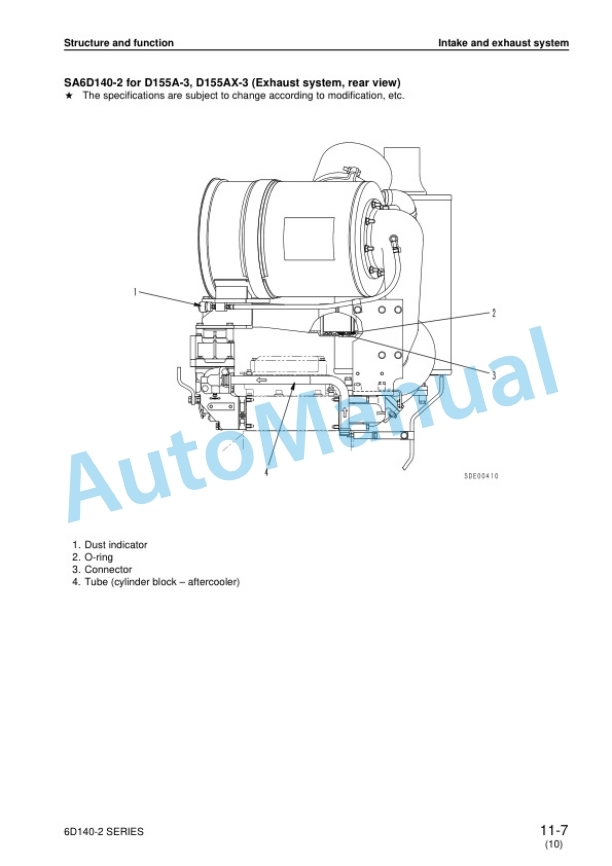 Alternative view of Komatsu 6D140-2 Series Diesel Engine Shop Manual SEBM008613
