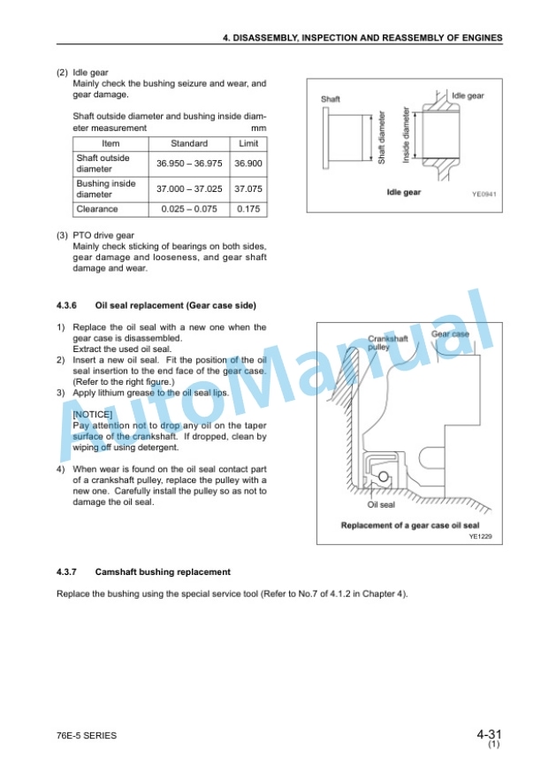 Komatsu 70E-5, 76E-5 Series Diesel Engine Shop Manual SEBM037701 4 Komatsu 70E-5, 76E-5 Series Diesel Engine Shop Manual SEBM037701 - Image 4