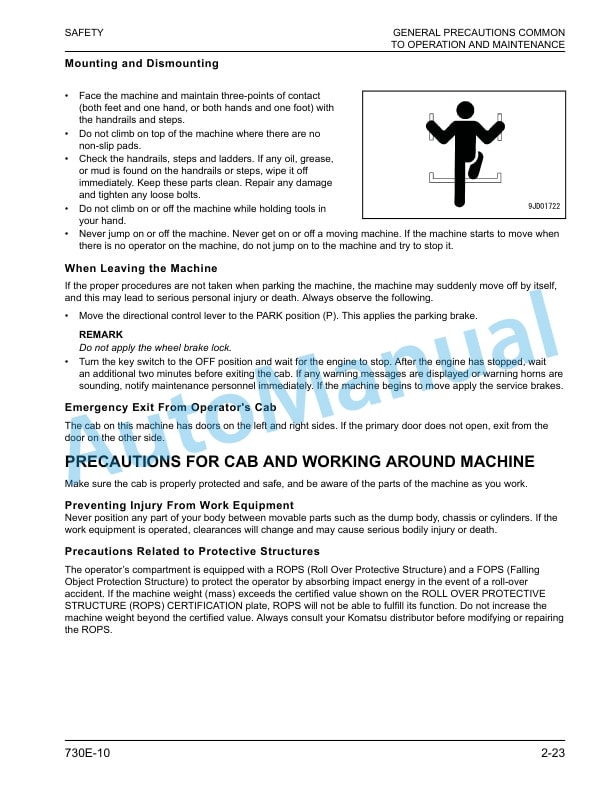 Alternative view of Komatsu 730E-10 Dump Truck Operation and Maintenance Manual CEAM034506