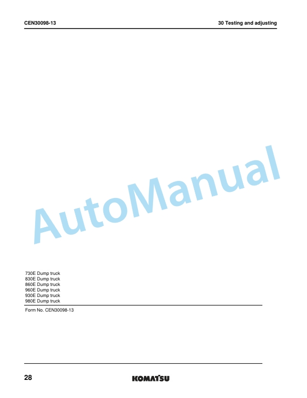 Alternative view of Komatsu 730E-10 Dump Truck Shop Manual CEBM033406