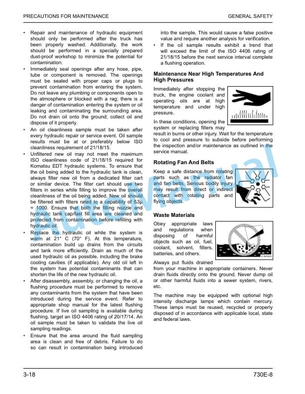 Alternative view of Komatsu 730E-8 Dump Truck Operation and Maintenance Manual CEAM026203