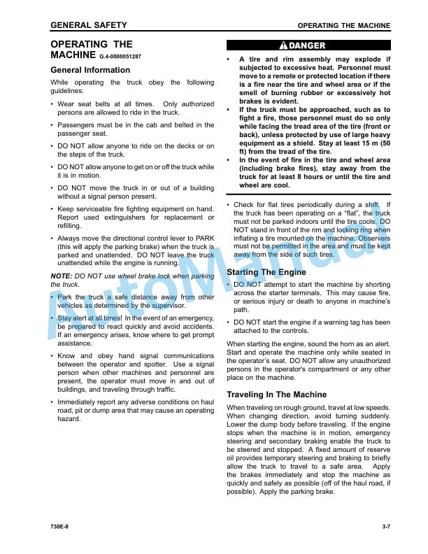 Alternative view of Komatsu 730E-8 Dump Truck Operation and Maintenance Manual CEAM027701