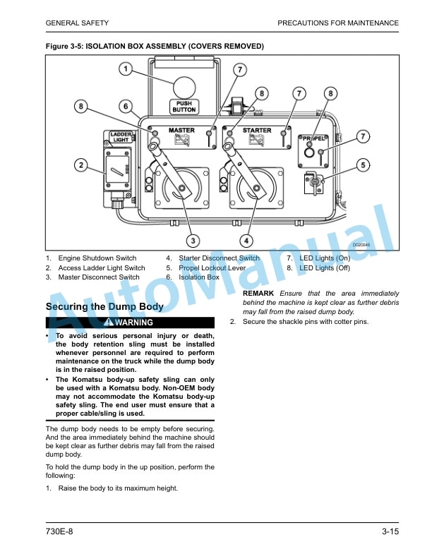Alternative view of Komatsu 730E-8 Dump Truck Operation and Maintenance Manual CEAM027704