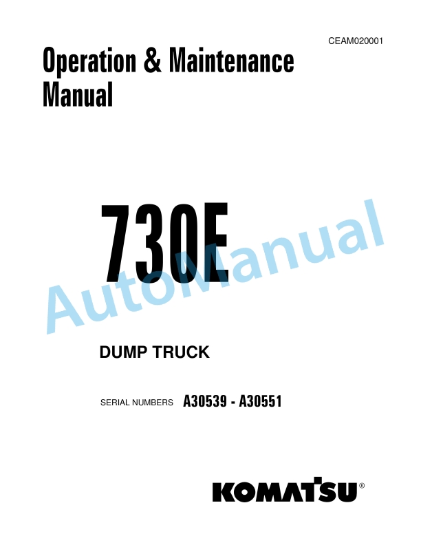 Komatsu 730E Dump Truck Operation and Maintenance Manual CEAM020001