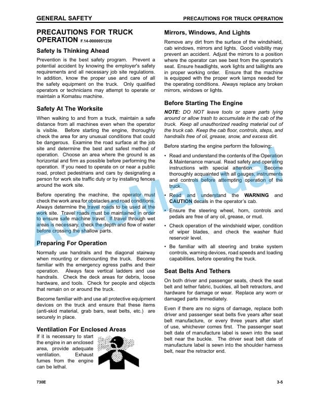 Alternative view of Komatsu 730E Dump Truck Operation and Maintenance Manual CEAM032600