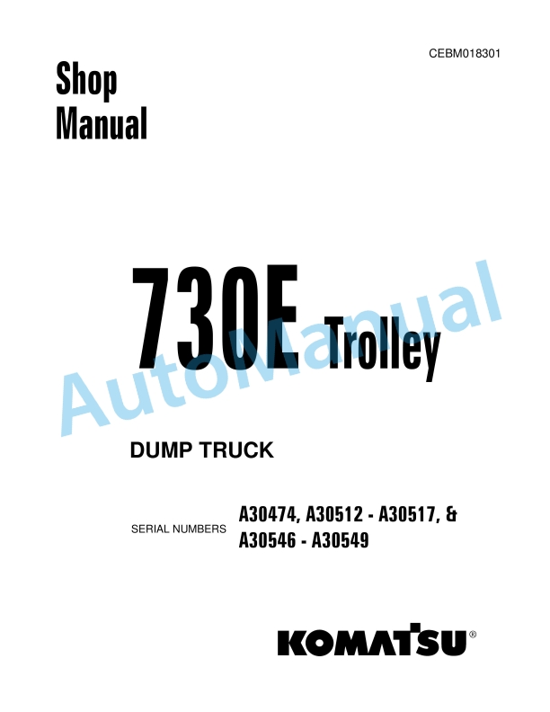 Komatsu 730E Trolley Dump Truck Shop Manual CEBM018301