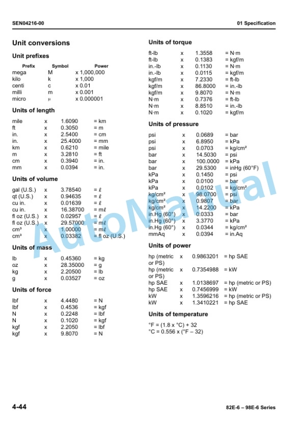 Alternative view of Komatsu 82E-6, 98E-6 Series Diesel Engine Shop Manual SEN04211-03