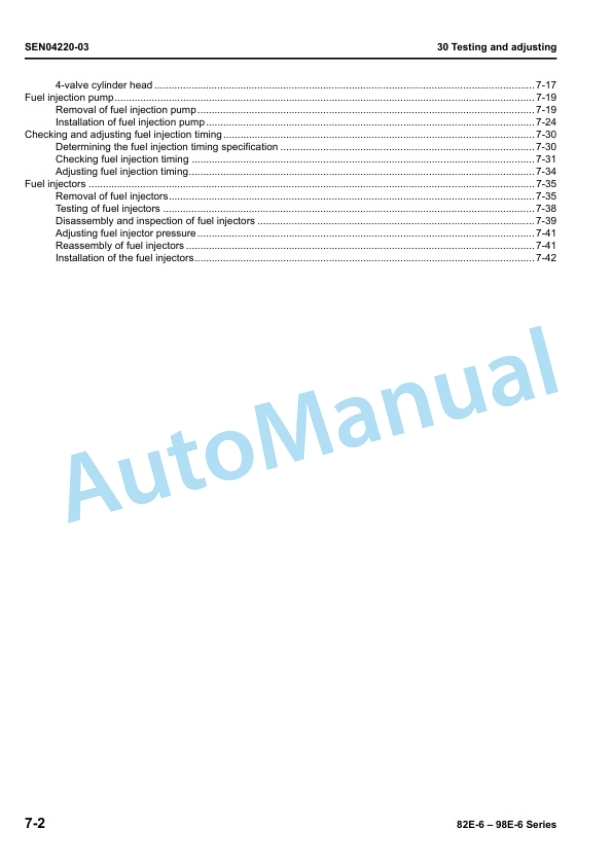 Komatsu 82E-6, 98E-6 Series Diesel Engine Shop Manual SEN04211-03 4 Komatsu 82E-6, 98E-6 Series Diesel Engine Shop Manual SEN04211-03 - Image 4