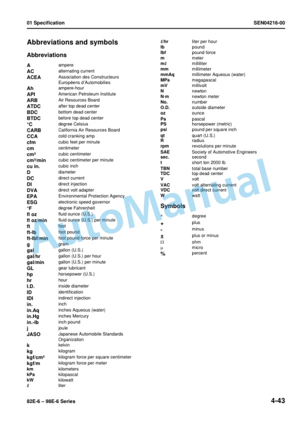 Alternative view of Komatsu 82E-6, 98E-6 Series Engine Shop Manual SEN04211-04