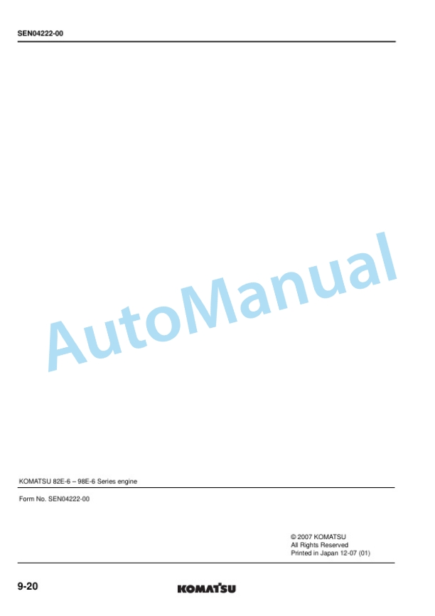 Komatsu 82E-6, 98E-6 Series Engine Shop Manual SEN04211-04 5 Komatsu 82E-6, 98E-6 Series Engine Shop Manual SEN04211-04 - Image 5