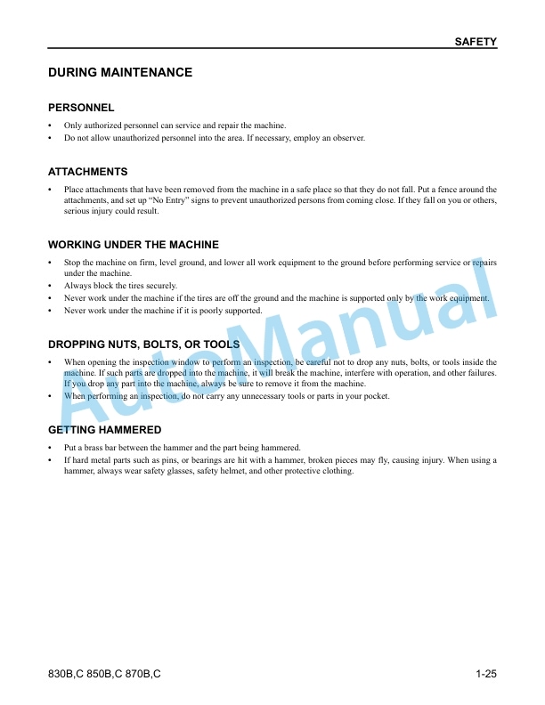 Alternative view of Komatsu 830B, 830C, 850B, 850C, 870B, 870C Motor Grader Operation and Maintenance Manual CEAM009800