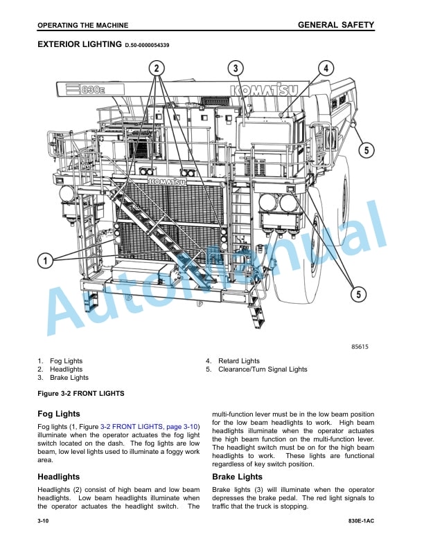Alternative view of Komatsu 830E-1AC Dump Truck Operation and Maintenance Manual CEAM024404