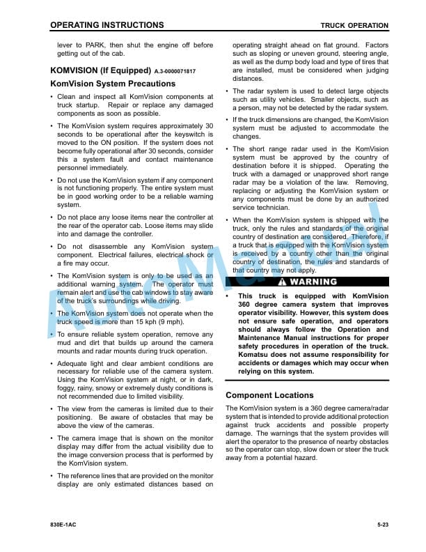 Komatsu 830E-1AC Dump Truck Operation and Maintenance Manual CEAM031300 3 Komatsu 830E-1AC Dump Truck Operation and Maintenance Manual CEAM031300 - Image 3
