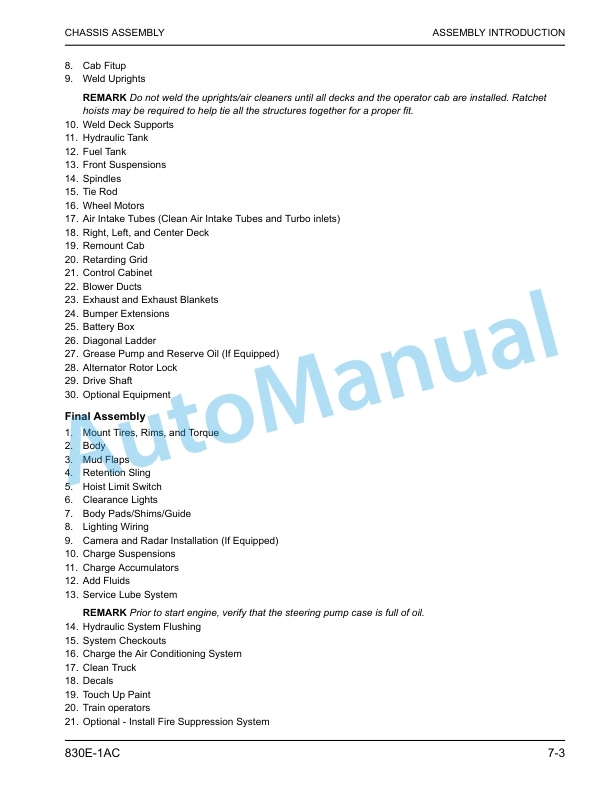Alternative view of Komatsu 830E-1AC Electric Dump Truck Field Assembly Instruction CEAW013801