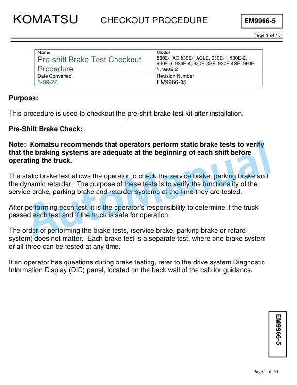 Komatsu 830E-5 Dump Truck Field Assembly Instruction CEAW012201 4 Komatsu 830E-5 Dump Truck Field Assembly Instruction CEAW012201 - Image 4