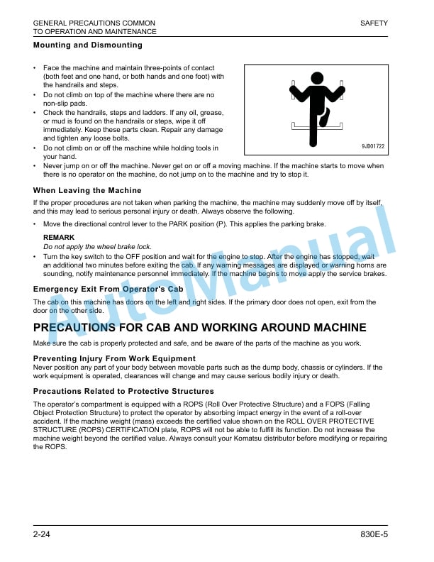 Alternative view of Komatsu 830E-5 Dump Truck Operation and Maintenance Manual CEAM032209
