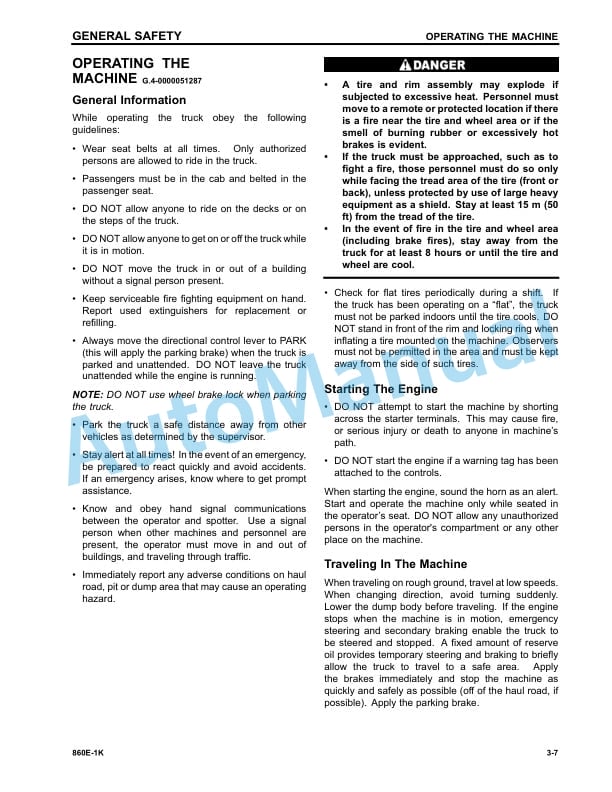 Alternative view of Komatsu 860E-1K Dump Truck Operation and Maintenance Manual CEAM024704