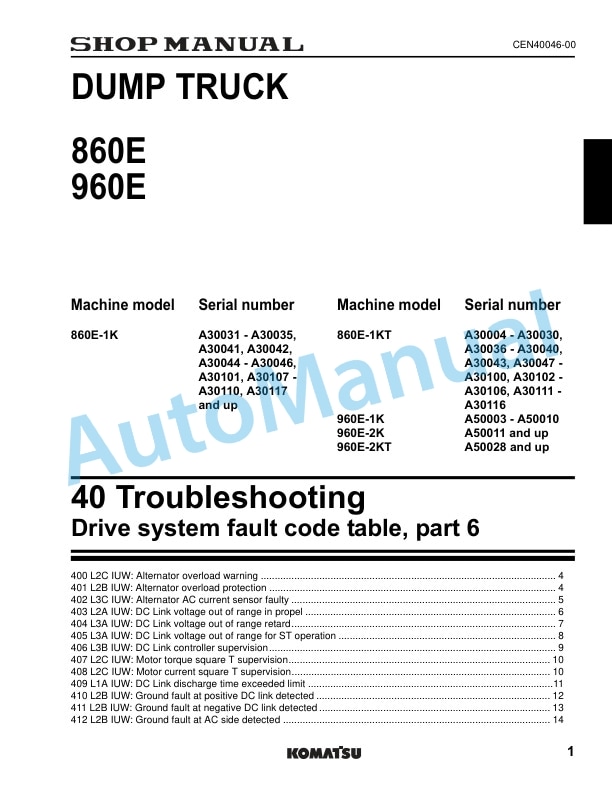 Komatsu 860E-1K Dump Truck Shop Manual CEBM037901 4 Komatsu 860E-1K Dump Truck Shop Manual CEBM037901 - Image 4
