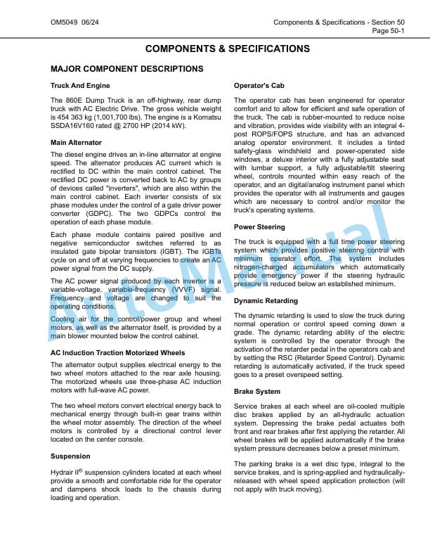 Komatsu 860E-1K Electric Dump Truck Operation and Maintenance Manual CEAM021603 5 Komatsu 860E-1K Electric Dump Truck Operation and Maintenance Manual CEAM021603 - Image 5