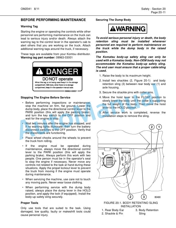 Alternative view of Komatsu 860E-1KT Dump Truck Operation and Maintenance Manual CEAM022401