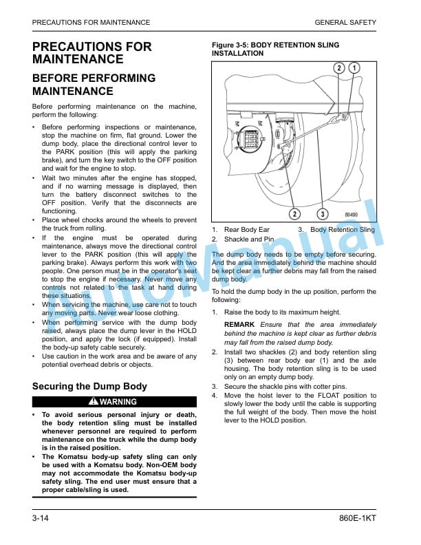 Alternative view of Komatsu 860E-1KT Dump Truck Operation and Maintenance Manual CEAM039000