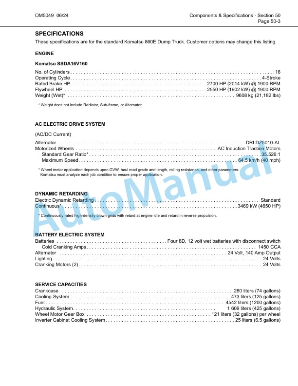 Komatsu 860E-1KT Electric Dump Truck Operation and Maintenance Manual CEAM019502 5 Komatsu 860E-1KT Electric Dump Truck Operation and Maintenance Manual CEAM019502 - Image 5