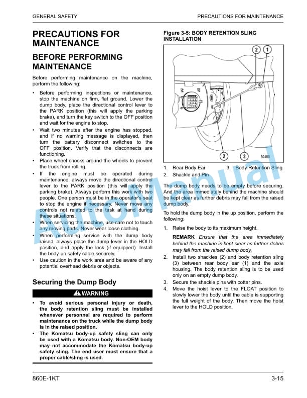 Alternative view of Komatsu 860E-1KT Electric Dump Truck Operation and Maintenance Manual CEAM039001