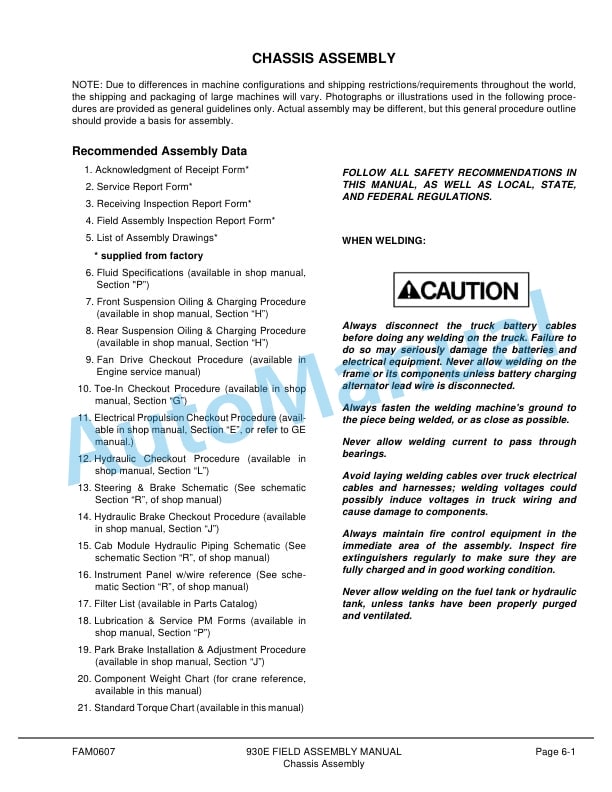Alternative view of Komatsu 930E-2 Dump Truck Field Assembly Instruction CEAW003300