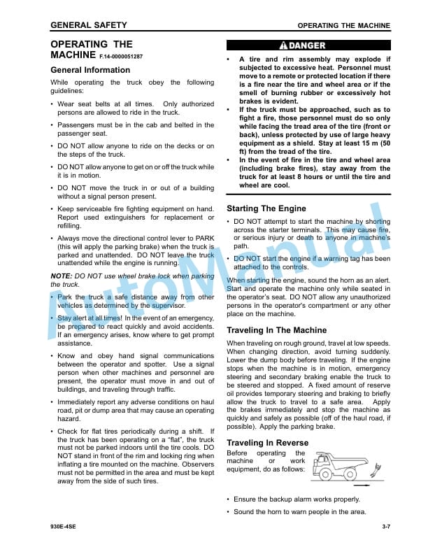 Alternative view of Komatsu 930E-4SE Dump Truck Operation and Maintenance Manual CEAM024506