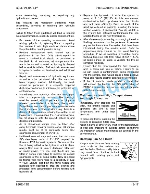 Alternative view of Komatsu 930E-4SE Dump Truck Operation and Maintenance Manual CEAM031505