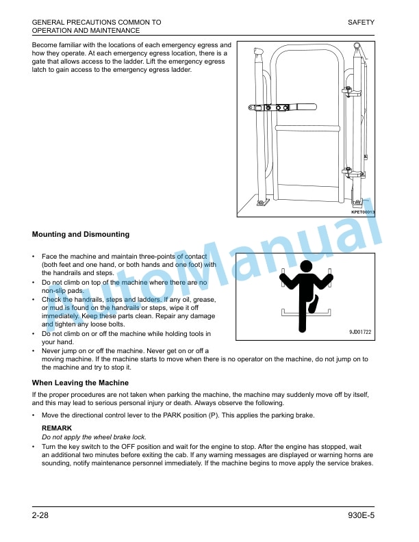 Alternative view of Komatsu 930E-5 Dump Truck Operation and Maintenance Manual CEAM032116