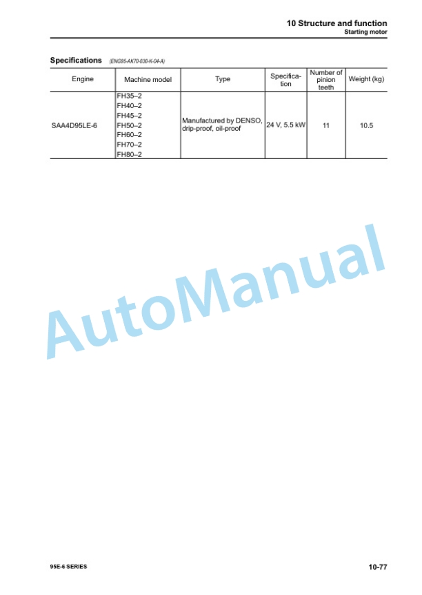 Komatsu 95E-6 Series Engine Shop Manual SEN06570-02 4 Komatsu 95E-6 Series Engine Shop Manual SEN06570-02 - Image 4