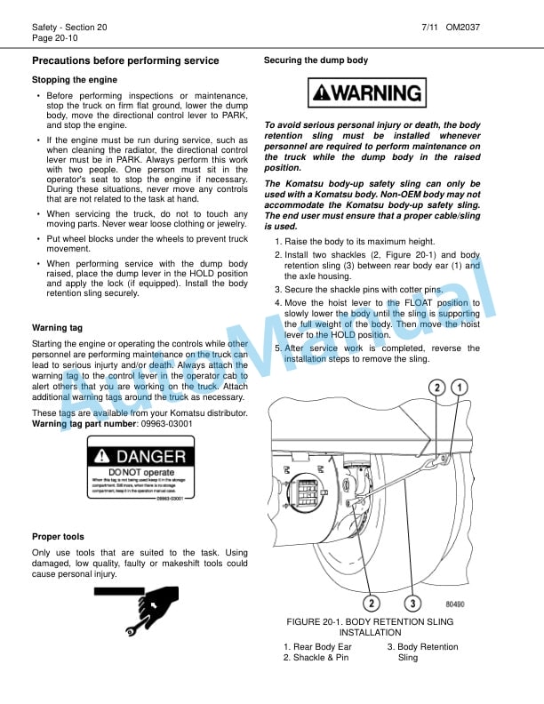 Alternative view of Komatsu 960E-1 Dump Truck Operation and Maintenance Manual CEAM022901