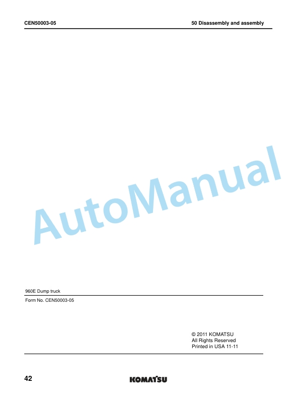Komatsu 960E-2 Dump Truck Shop Manual CEBM025901 5 Komatsu 960E-2 Dump Truck Shop Manual CEBM025901 - Image 5