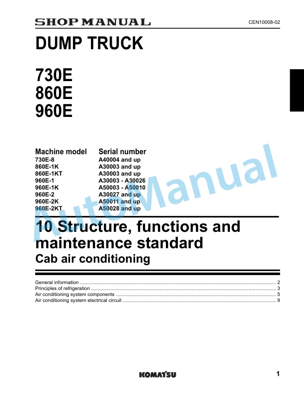 Komatsu 960E-2 Dump Truck Shop Manual CEBM028700 2 Komatsu 960E-2 Dump Truck Shop Manual CEBM028700 - Image 2