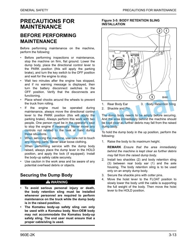 Alternative view of Komatsu 960E-2K Dump Truck Operation and Maintenance Manual CEAM026404
